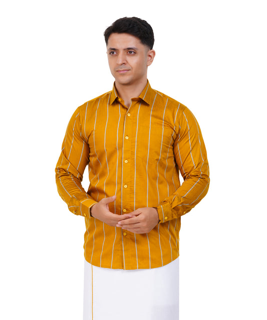 Fashily Men's Traditional Stripe Full Sleeve Shirt for Men Shirt | Ethnic Stripe Full Hand Shirts for Men
