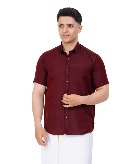 Fashily Men's Traditional Half Sleeve Shirt for Men | Ethnic Half Hand Shirts for Men Regular Fit Shirt