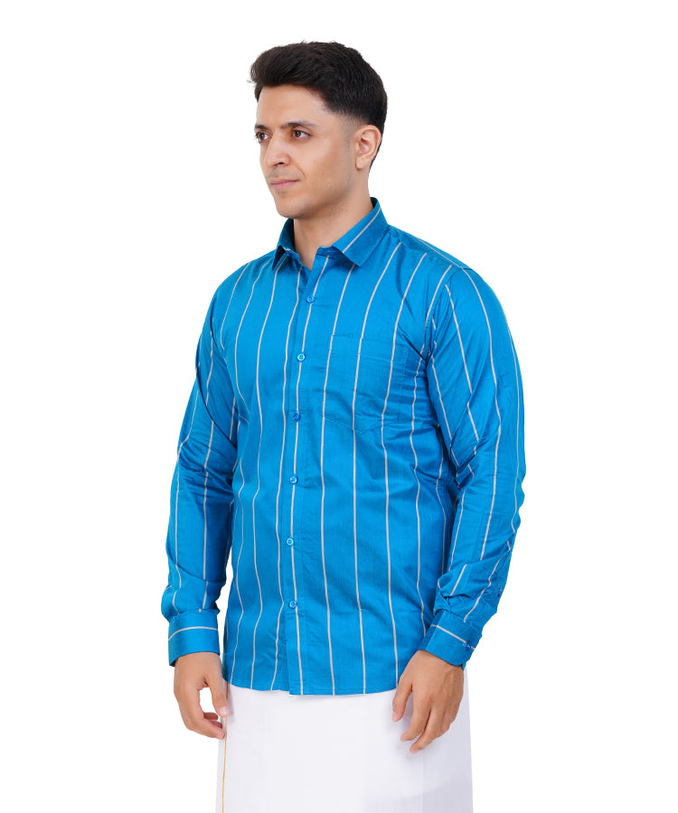 Fashily Men's Traditional Stripe Full Sleeve Shirt for Men Shirt | Ethnic Stripe Full Hand Shirts for Men