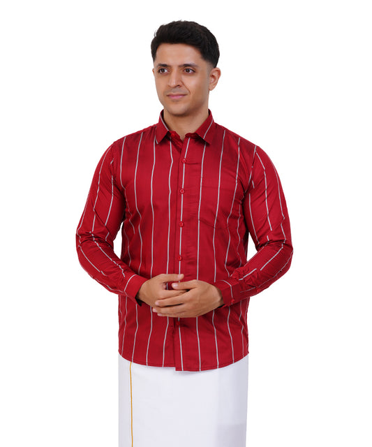 Fashily Men's Traditional Stripe Full Sleeve Shirt for Men Shirt | Ethnic Stripe Full Hand Shirts for Men