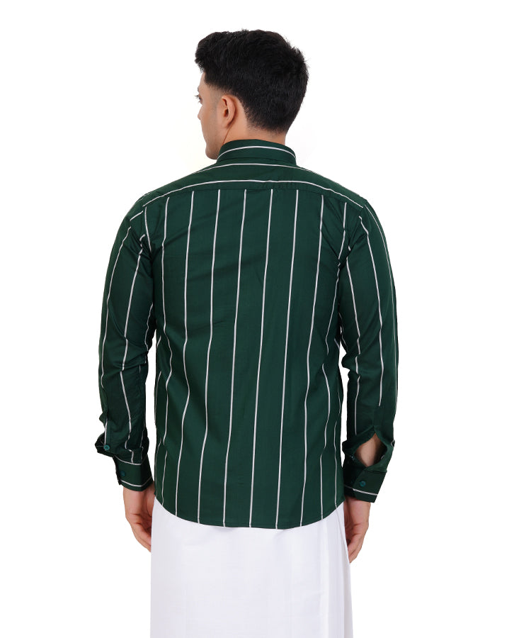Fashily Men's Traditional Stripe Full Sleeve Shirt for Men Shirt | Ethnic Stripe Full Hand Shirts for Men