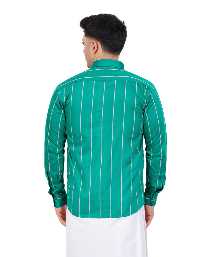 Fashily Men's Traditional Stripe Full Sleeve Shirt for Men Shirt | Ethnic Stripe Full Hand Shirts for Men