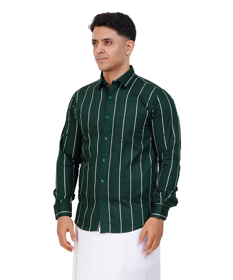 Fashily Men's Traditional Stripe Full Sleeve Shirt for Men Shirt | Ethnic Stripe Full Hand Shirts for Men