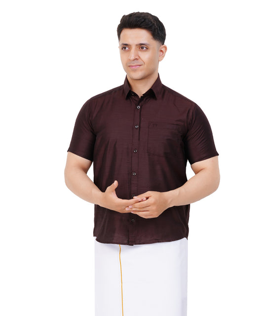 Fashily Men's Traditional Half Sleeve Shirt for Men | Ethnic Half Hand Shirts for Men Regular Fit Shirt
