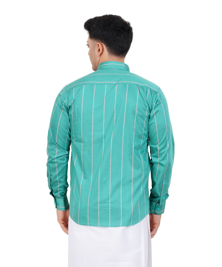 Fashily Men's Traditional Stripe Full Sleeve Shirt for Men Shirt | Ethnic Stripe Full Hand Shirts for Men