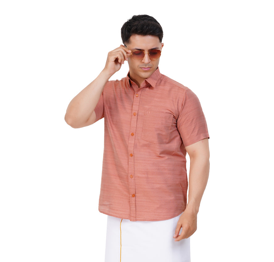 Fashily Men's Traditional Half Sleeve Shirt for Men | Ethnic Half Hand Shirts for Men Regular Fit Shirt