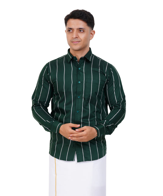 Fashily Men's Traditional Stripe Full Sleeve Shirt for Men Shirt | Ethnic Stripe Full Hand Shirts for Men