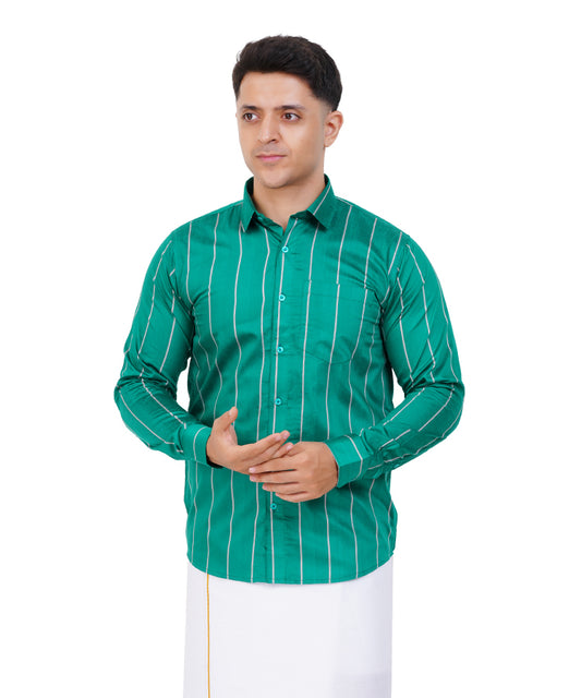 Fashily Men's Traditional Stripe Full Sleeve Shirt for Men Shirt | Ethnic Stripe Full Hand Shirts for Men