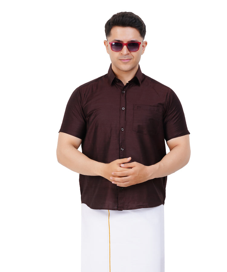 Fashily Men's Traditional Half Sleeve Shirt for Men | Ethnic Half Hand Shirts for Men Regular Fit Shirt