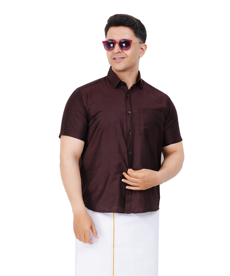 Fashily Men's Traditional Half Sleeve Shirt for Men | Ethnic Half Hand Shirts for Men Regular Fit Shirt