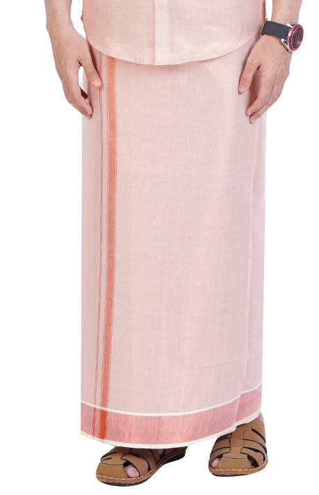 Fashily Tissue Dhoti For Men | Indian Traditional Tissue Silk Cotton Dhoti | Double Dhoti 4 metres for men - Copper Tissue Dhoti