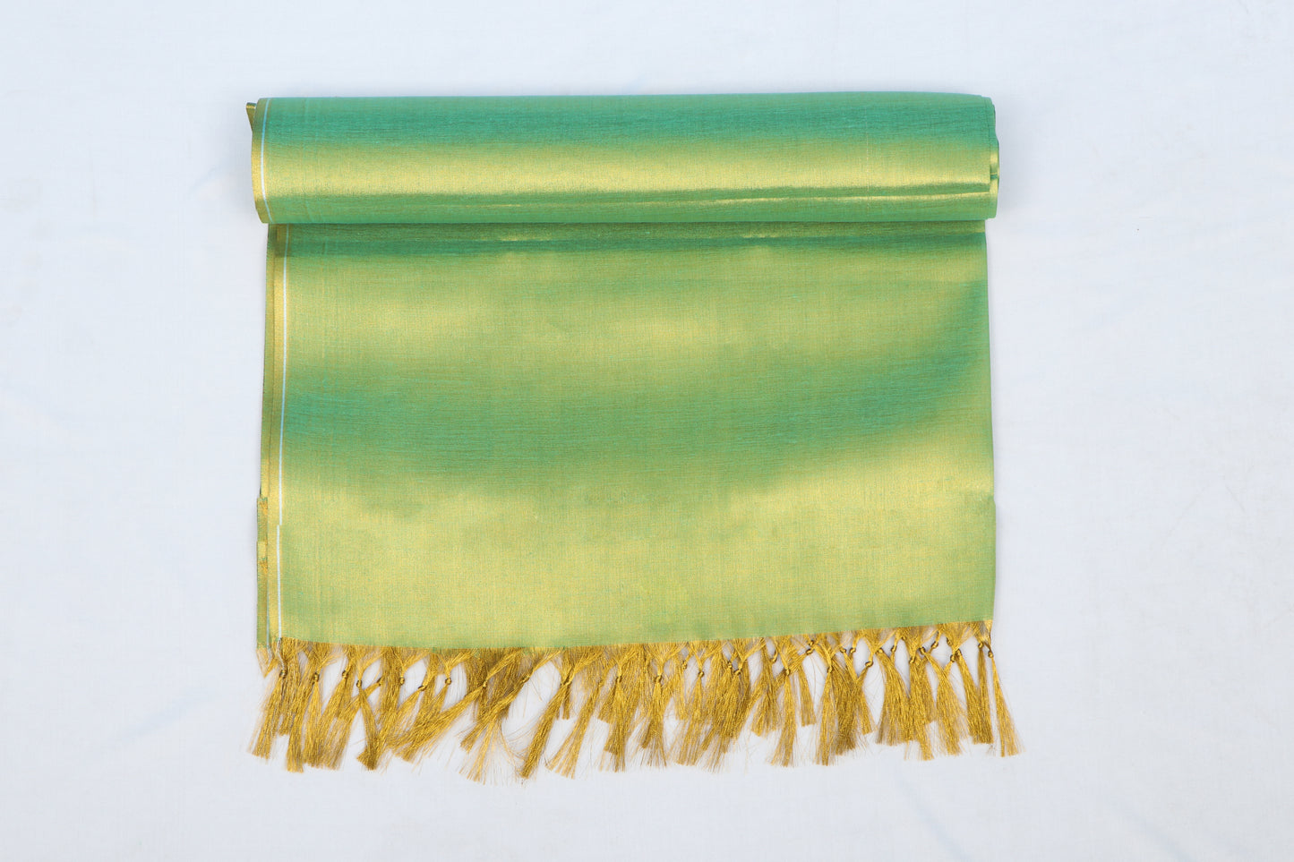 Women's Soild Silk Plain Dupatta - Gold/Light Parrot Green
