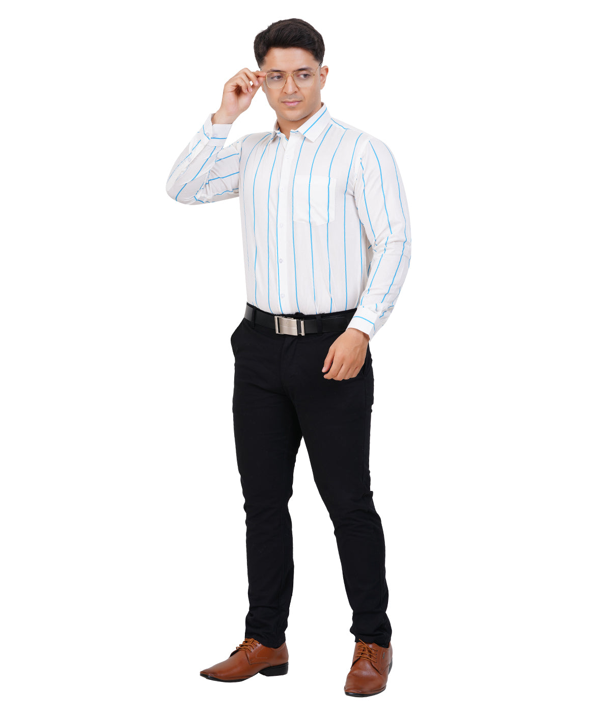 Fashily Men's Formal Shirt | Regular Fit Stripe Shirt for Men | Stripe Full Sleeve Office Wear Shirt for Men's