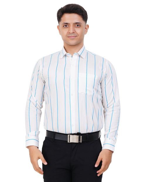 Fashily Men's Formal Shirt | Regular Fit Stripe Shirt for Men | Stripe Full Sleeve Office Wear Shirt for Men's