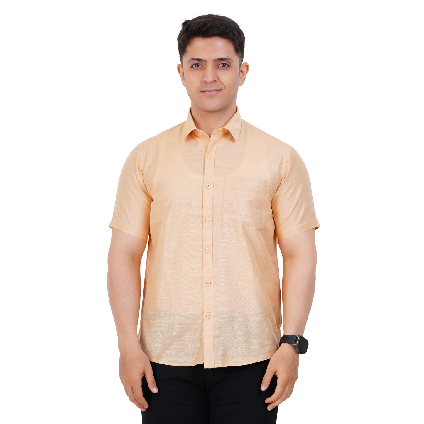Fashily Men's Formal Shirt | Regular Fit Shirt for Men | Half Sleeve Solid Plain Office Wear Shirt for Man