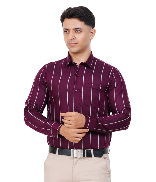 Fashily Men's Formal Shirt | Regular Fit Stripe Shirt for Men | Stripe Full Sleeve Office Wear Shirt for Men's