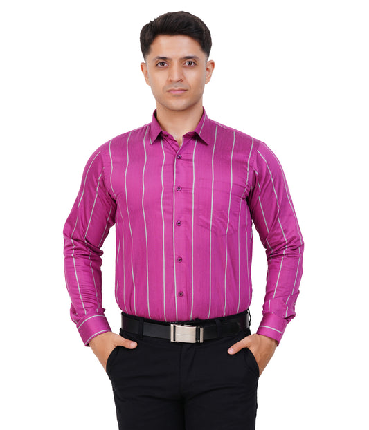 Fashily Men's Formal Shirt | Regular Fit Stripe Shirt for Men | Stripe Full Sleeve Office Wear Shirt for Men's