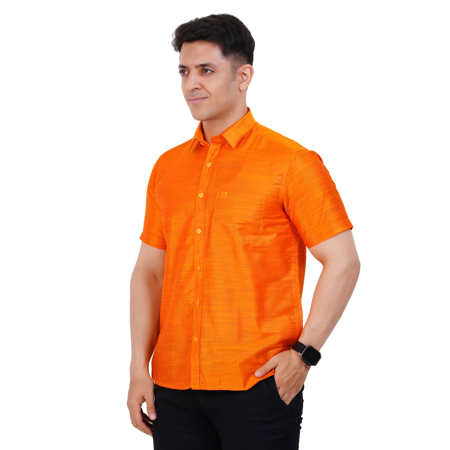 Fashily Men's Formal Shirt | Regular Fit Shirt for Men | Half Sleeve Solid Plain Office Wear Shirt for Man