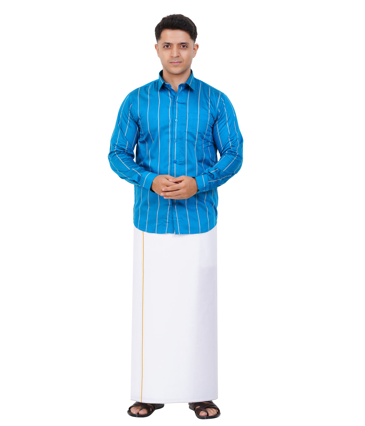 Fashily Men's Traditional Stripe Full Sleeve Shirt for Men Shirt | Ethnic Stripe Full Hand Shirts for Men