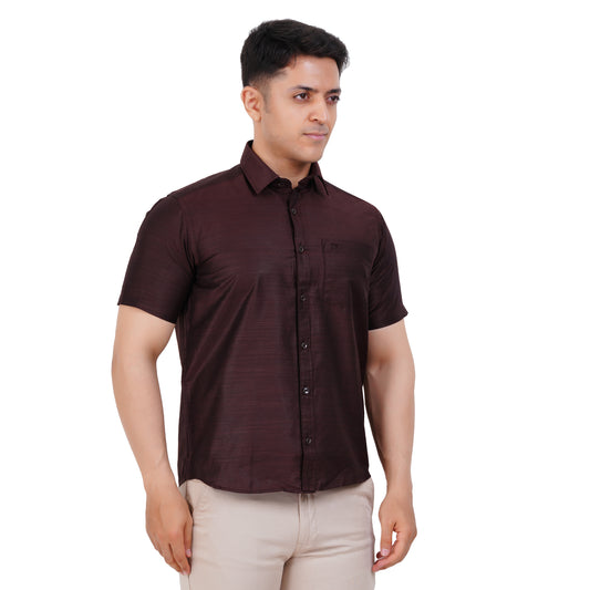 Fashily Men's Formal Shirt | Regular Fit Shirt for Men | Half Sleeve Solid Plain Office Wear Shirt for Man