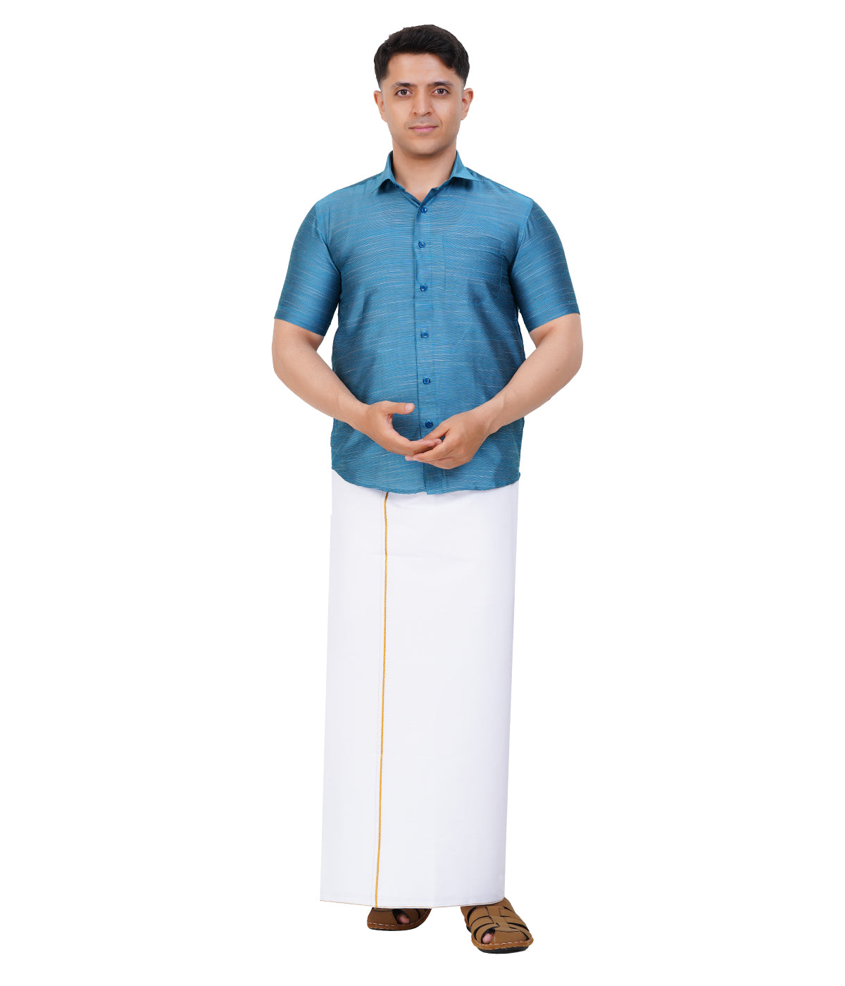 Fashily Men's Traditional Linen Blend Half Sleeve Shirt for Men Shirt | Ethnic Linen Blend Half Hand Shirts for Men